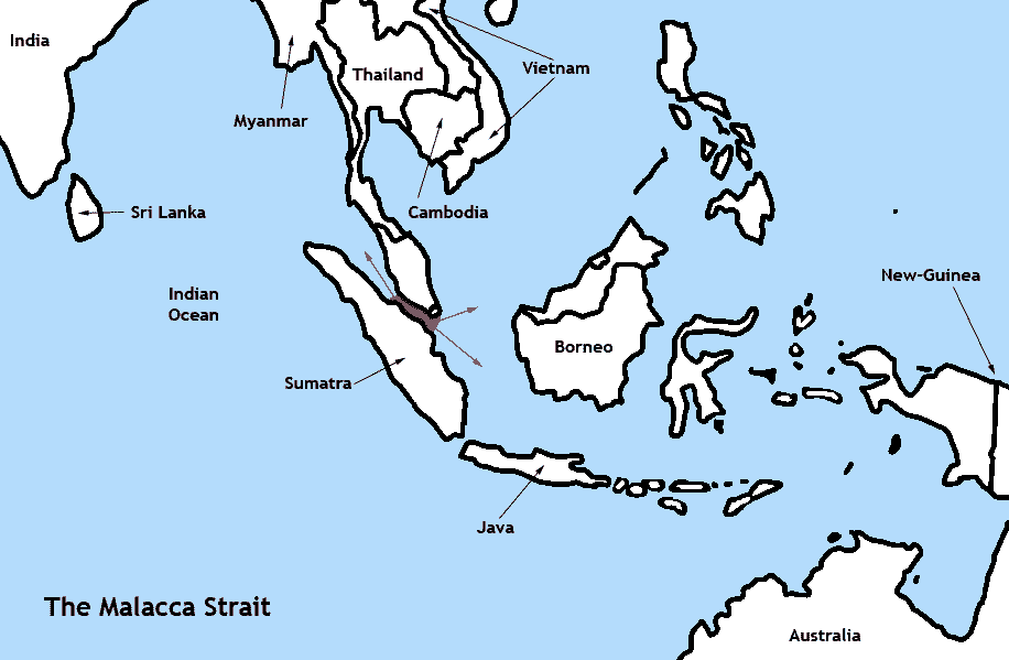 The Malacca Strait Basic Region Map CCWikimedia 