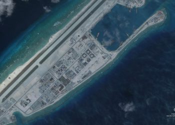 Fiery Cross Reef in the South China Sea in 2020. (Source: Google Earth)